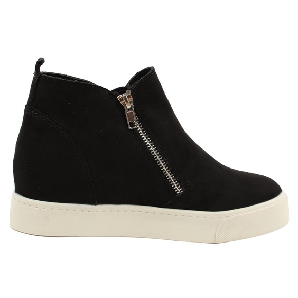 Black Hidden Wedge Rubber Sole Sneaker - Picture 3 of 7